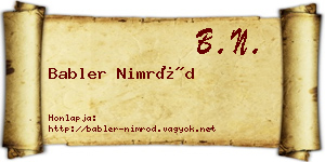 Babler Nimród névjegykártya